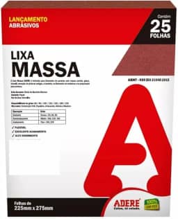 Lixa Massa Grão 80 25 Folhas de 225 X 275MM Adere