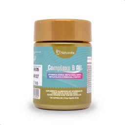120 cápsulas Complexo de Vitaminas B Ativas B1, B2, B3, B5, B6, B7, B9, B12 com TCM e Óleo de Coco