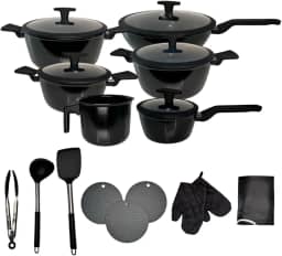 Jogo De Panela Cerâmica Premium 20 Peças - Antiaderente Preto