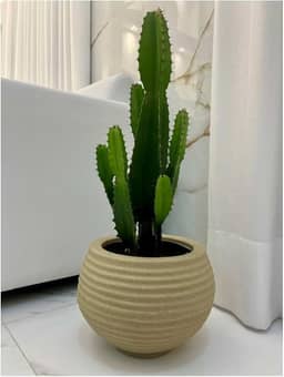 VASO POLIETILENO ONDULADO DECORATIVO P/PLANTAS/JARDINS/ESCRITÓRIOS (Bege)