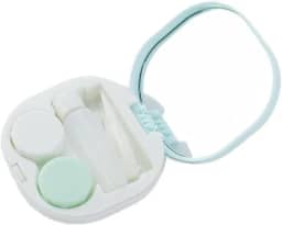Estojo para lentes de contato com espelho, estojo de contato colorido para viagem com kit de ferramentas removedoras e frasco de solução, mini caixa de armazenamento de lentes de contato para viagens