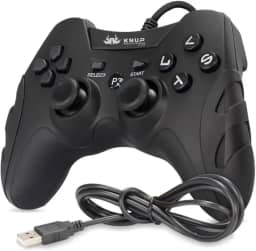 Controle Gamepad Gamer Com Fio KP-4040 Compatível com Pc Computador Windows 7, 10 e 11 Ps3 I Joystick Manete com Fio para Entrada USB Plug And Play para Computadores ou Notebook (Preto)