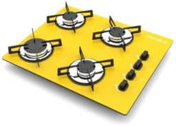 Cooktop 4 bocas Chamalux ultra chama amarelo Bivolt Trempe de Chapa