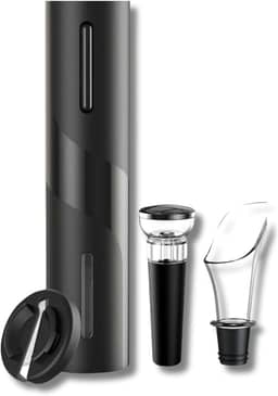 Kit Abridor de Vinho Elétrico Recarregável USB, com Cortador de Papel Alumínio, Derramador de Vinho e Rolha à Vácuo, Saca-rolhas Automático, Ótima Opção de Presente, Qualidade Premium