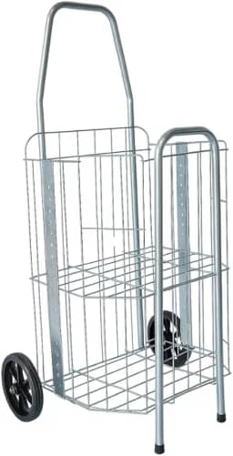 Carrinho De Feira Dobrável 2 Partes Reforçado 60kg Para Compras De Feira E Supermercado Dourado E Prata Compacto Ágil(Prata)