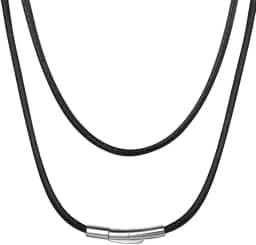 Colar de corrente de couro trançado impermeável – Corrente com pingente durável e elegante para homens e mulheres, personalizável com opções de largura de 2/3 mm