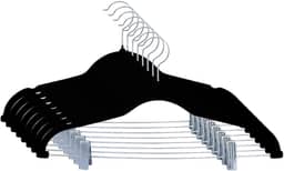 Kit 10 Cabides Veludo Presilha Preto Adulto Grande Reforçado Premium Calça Saia Camiseta