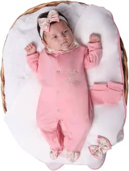 Saída de Maternidade Kit 04 Peças Para Bebê Menina Princesa Rosê