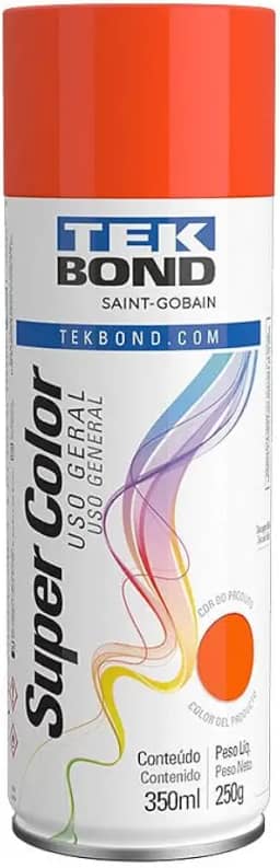 Tinta Spray Laranja 350Ml/250G - 01 Unidade, Tekbond, 23131006900, Laranja, Pacote De 304