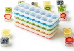 Kit 4 Formas de Gelo Silicone com Tampa Coloridas e Resistentes Premium