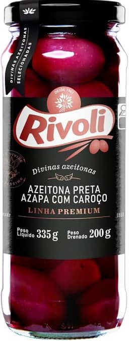 Rivoli Azeitona Preta Em Conserva Azapa Premium Vidro 200G