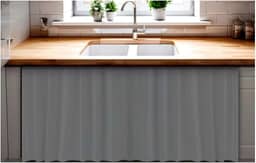 Cortina De Pia para Cozinha Dispensa Balcão Pias em geral Blackout Impermeavel 138x80 cm cor cinza material resistente antmofo 100% PVC