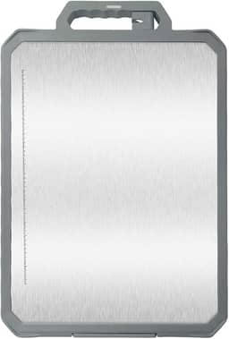 Tabua de Corte Grande, Tabua de Carne Inox Para Cozinha,Dupla Face Aço Inoxidável e PP Tábuas de Cortar,Afiador Integrado, Canaletas Antirrespingo,Frutas e Vegetais com Higiênica(43.8 * 30 * 2.6cm)