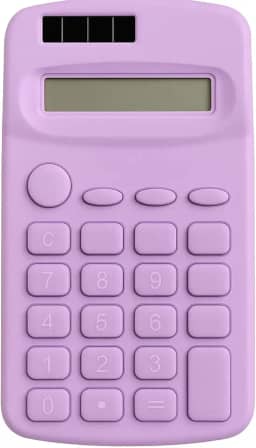 Calculadora de Bolso 8 Dígitos Compacta 11x6cm Dupla Alimentação Solar + Bateria Portátil Leve Operações Básicas para Escola Trabalho e Casa Visor Claro Durável (Roxo)