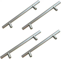 Puxador para Móveis e Gavetas, 20 cm, Aço Inoxidável, Acabamento Prata, Kit com 4 Peças, Estilo Minimalista