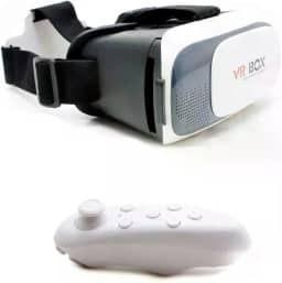 Óculos de Realidade Virtual 3D 360 com Controle Bluetooth, Compatível com Android/iOS, Branco e Preto, Lentes 42mm, Tela 4.5-6 Polegadas