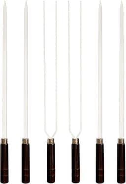 Kit 6 Espetos Artesanais de Alumínio P/Churrasco