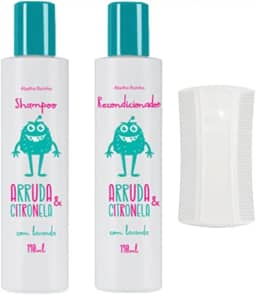 Kit Mata Piolho E Lendias Com Shampoo 190ml E Recondicionador 190ml Pente Fino Abelha Rainha