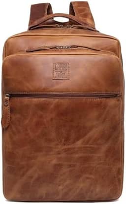 Mochila Capiau de Couro Legítimo Vintage Executiva para Notebook, Trabalho e Viagem