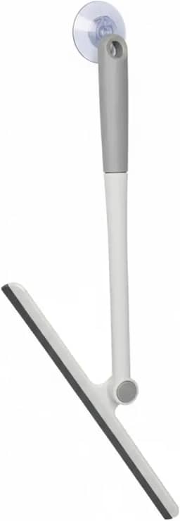 Rodo Multiuso Silicone Cabo Articulado 360° Box, Vidro e Azulejos + Gancho Ventosa Transparente Sem Furos | Banheiro seco em segundos – Kit 2 em 1