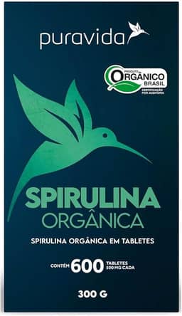 Puravida Spirulina Orgânica 600 tabletes