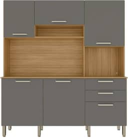 Armário de Cozinha Completa Ferrara 6 Portas 1 Gaveta Freijó/Grafite