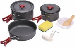 NTK, Conjunto de Panelas Camp 3 com 9 Peças com Frigideira e Tigelas para Acampamento em Alumínio e Aço.