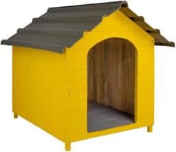 Casa Casinha De Cachorro com Telhado Ecológico Grande N5 (Amarela)