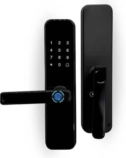 Fechadura Eletrônica Digital de Embutir Acesso por Impressão Digital, Senha, Cartão e Chave de Segurança sem Internet Offline Stand Alone Independente Acabamento em Vidro Temperado