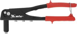 MTX Rebitador Manual 405249 Tipo Alicate 250 mm – Para Rebites 2,4 a 4,8 mm, Aço Estrutural, com 4 Bicos Intercambiáveis