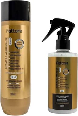 Kit Shampoo Acidificante + Fluido Reparador Fattore – Tratamento Capilar Profissional – pH 5,0 e pH 3,0 – Com Vinagre de Maçã e Extrato de Gérmen de Trigo – Limpeza Suave, Selagem de Cutículas, Antifrizz, Brilho Intenso, Proteção Térmica e Fortalecimento – Para Cabelos Fragilizados e Danificados – Uso Diário ou Profissional