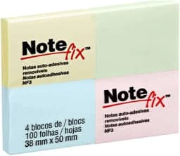 Note fix, 3M, Bloco Adesivo Colorido, 38x50mm, 100 Folhas