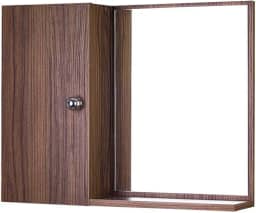 Armário Para Banheiro Com Espelho Cor De Madeira Escura