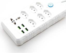 Régua de Energia/Extensão Elétrica com 6 Tomadas + 4 USB + 1 Tomada Universal | Cabo 1,9m | Bivolt 110–220V | Potência 2500W | Cor Branca