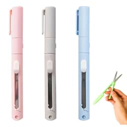 Tesoura Retrátil com Estilete Embutido – Ferramenta Compacta 2 em 1 para Escritório, Escola e Artesanato