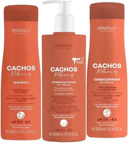 Kit Arvensis Cachos Naturais Ondulados e Cacheados Shampoo + Condicionador + Ativador 300ml