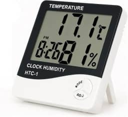 Higrômetro e Termômetro Digital com Relógio, Alarme e Visor LCD – Temperatura e Umidade Interna
