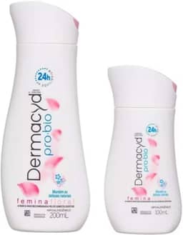 Sabonete Íntimo Dermacyd Femina Floral, Proteção 24 horas, Duas Unidades 200ml + 100ml, Combate Maus Odores e Equilibra o pH, Combinação Bio Protect, Hipoalergênico.