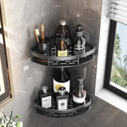 Kit 2 Prateleiras de Canto para Banheiro Sem Furar – Suporte Porta Shampoo, Sabonete e Utensílios, Alumínio Resistente, Ideal para Box ou Lavanderia – Design Moderno e Funcional