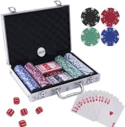 Jogo De Poker Maleta 200 Fichas Numeradas 2 Baralhos 5 Dados