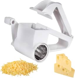 Ralador de Queijo Manual Manivela Lâminas em Aço Inox 14CM Pegada Ergonômica Ideal para Parmesão Mussarela Chocolate Nozes Castanhas Acessório Cozinha PREMIUM