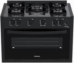 Fogao de Embutir 5 Bocas Venax Picasso Line Preto Fosco Gas Glp
