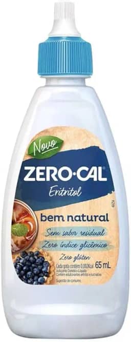 Zero-Cal - Eritritol Adoçante Líquido - Natural, Sem Amargor e Versátil - 65ml