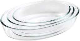 Conjunto de Travessas de Vidro Ovais para Servir – Kit com 3 Peças (1,5L, 2L e 3L) | Travessa de Vidro para Mesa Posta, Cozinha e Refeições