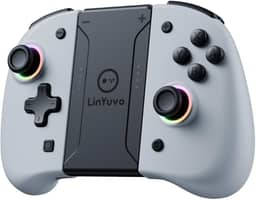 Controle sem Fio para Nintendo Switch Hall Effect Bluetooth, Vibração, Sensor de Movimento, Pega Confortável, Branco Básica