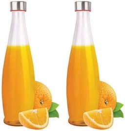 Garrafa De Vidro Redonda Transparente Reutilizáveis ​​Com Tampa Hermética De Aço Inoxidável Para Geladeira 100% À Prova De Vazamentos Sem BPA De Água Sucos Detox Conjunto de 2 Garrafas