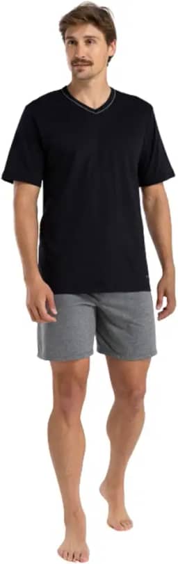 Pijama Curto Masculino Mash 100% Algodão Respirável Gola V
