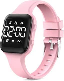 Relógio infantil simples rastreador de fitness, relógio esportivo digital com contador de passos, relógio de pulso à prova d'água, com pedômetro, despertador, calendário para crianças, meninos