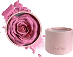 Blush rosa, maquiagem 3D rosa pétala de flor blush para bochechas, vermelhidão brilhante natural de longa duração, cor montável, contorno e brilho, blush em pó de maquiagem como presente de festival