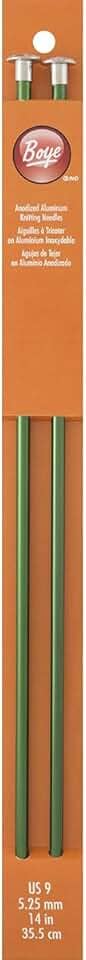 Agulhas de tricô Boye, tamanho 9 (5,5 mm), alumínio, 2 peças